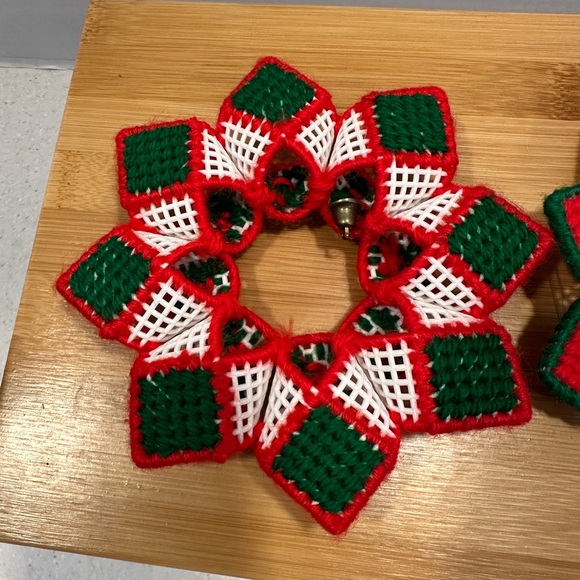 Vintage Christmas Ornaments Handmade. Retro Christmas Decor! Kitschy Red / Green - Picture 2 of 8